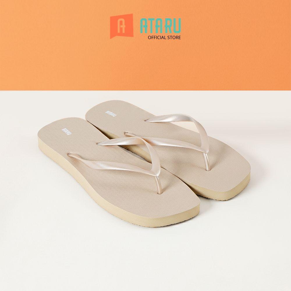 Ataru Ukuran 37 Sandal Jepit Wanita Flip Flop Square - Rose Gold Sendal Cewek Sandal Perempuan Alas 