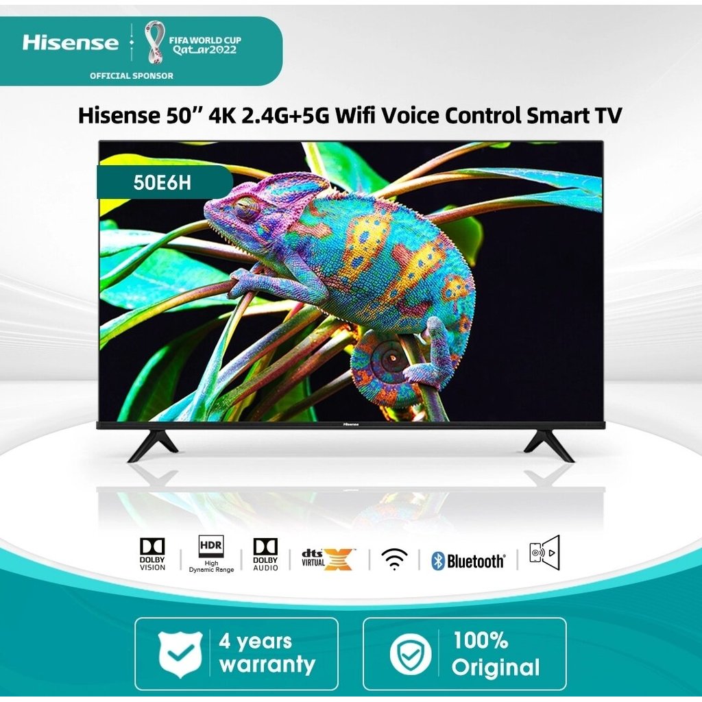 Hisense LED TV 50 Inch 50E6H Vidaa Smart 4K UHD - Bezelles Design