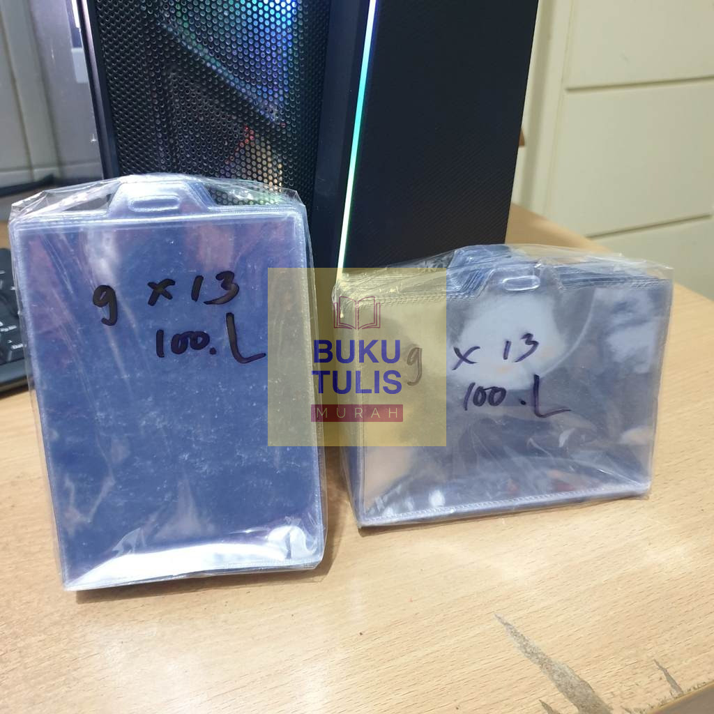 [Per Pack] ID Card Holder Plastik 9 x 13 cm isi 100 pcs Name Tag Tegak Tidur
