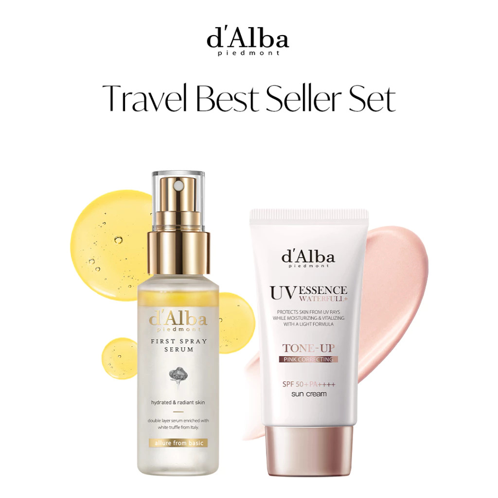 Travel Best Seller Set (D'Alba White Truffle First Spray Serum 50ml + D'Alba Waterfull Tone Up Sun C