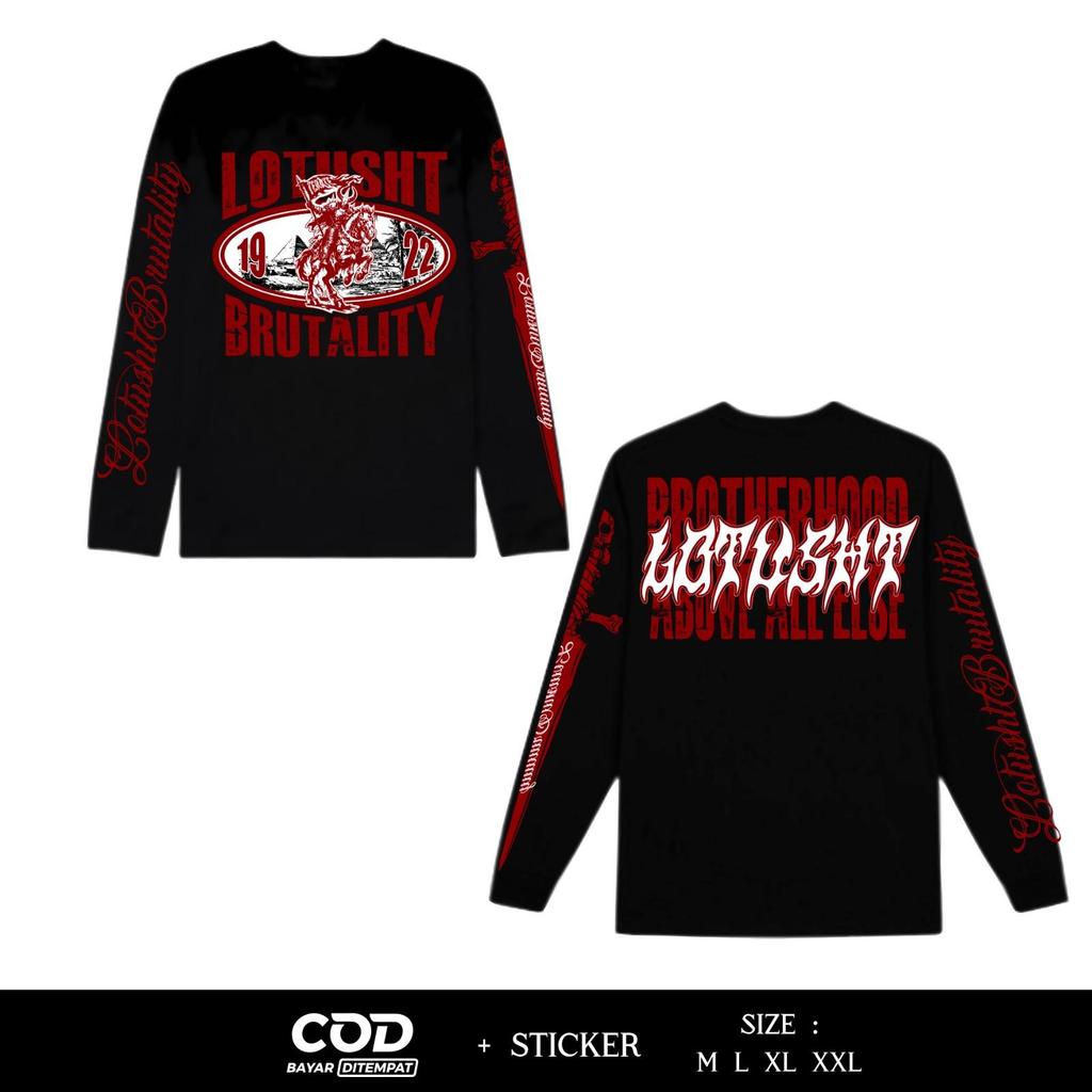 Longsleeve Kaos Lengan Panjang PSHT Brotherhood Above All Else Lotusht 1922 Sablon DTF Hitam Putih E