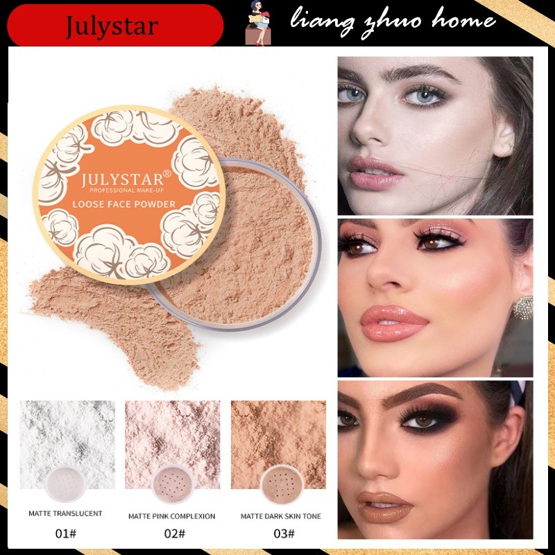 Julystar Bedak Tabur Pengontrol Minyak untuk Wajah, Bedak Pengatur Matte yang Memperbaiki, Bedak Bro
