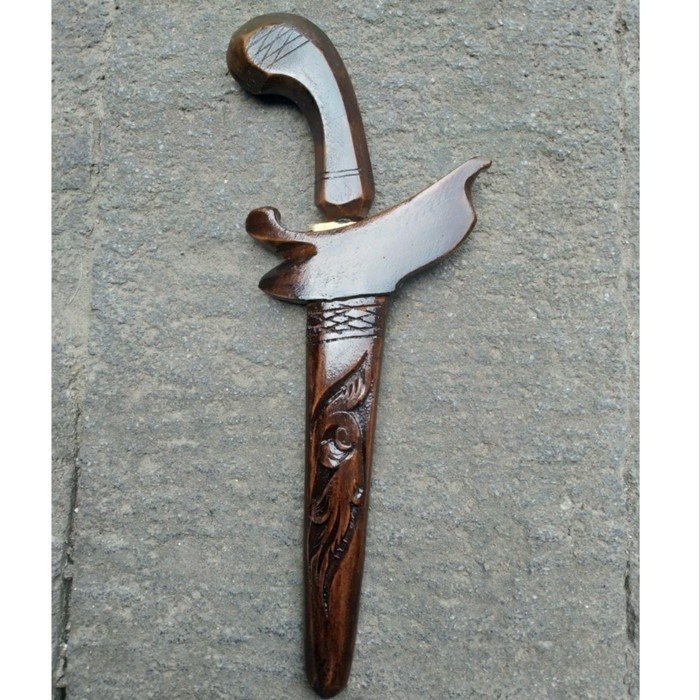 SOUVENIR KERIS MINI 24 CM BAHAN KAYU DAN KUNINGAN PAJANGAN DEKORASI KJ