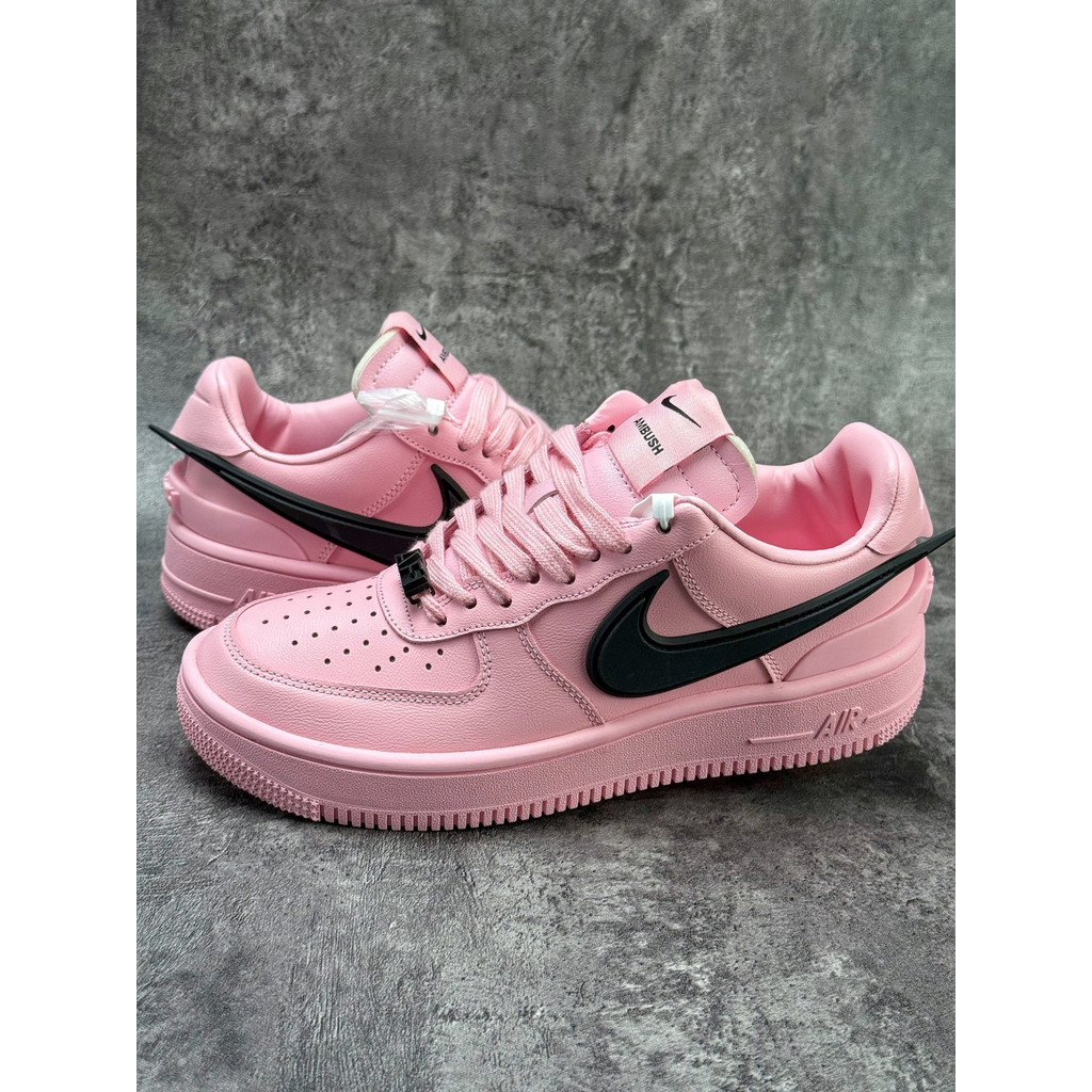 N1K3 A1R Force 1 AMBUSH Sepatu olahraga kasual low top klasik berwarna pink dan hitam