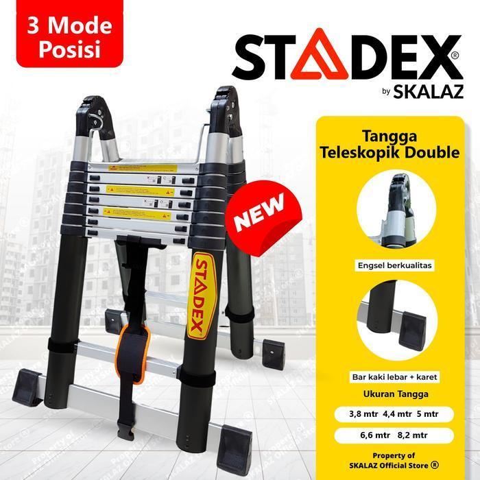 TANGGA DOUBLE 1,7M+1,7M DOUBLE 3,4 METER Tangga Teleskopik Double Aluminium STADEX(by Skalaz) NEW TA