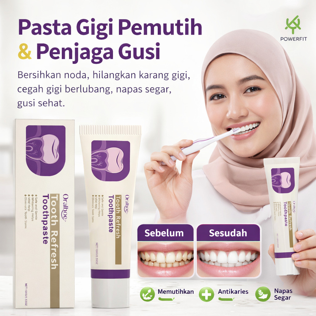 PowerFit Ora2 Toothpaste | Pelindung Gusi Tooth Refresh Toothpaste | Pemutih Membersihkan Gigi  | Na