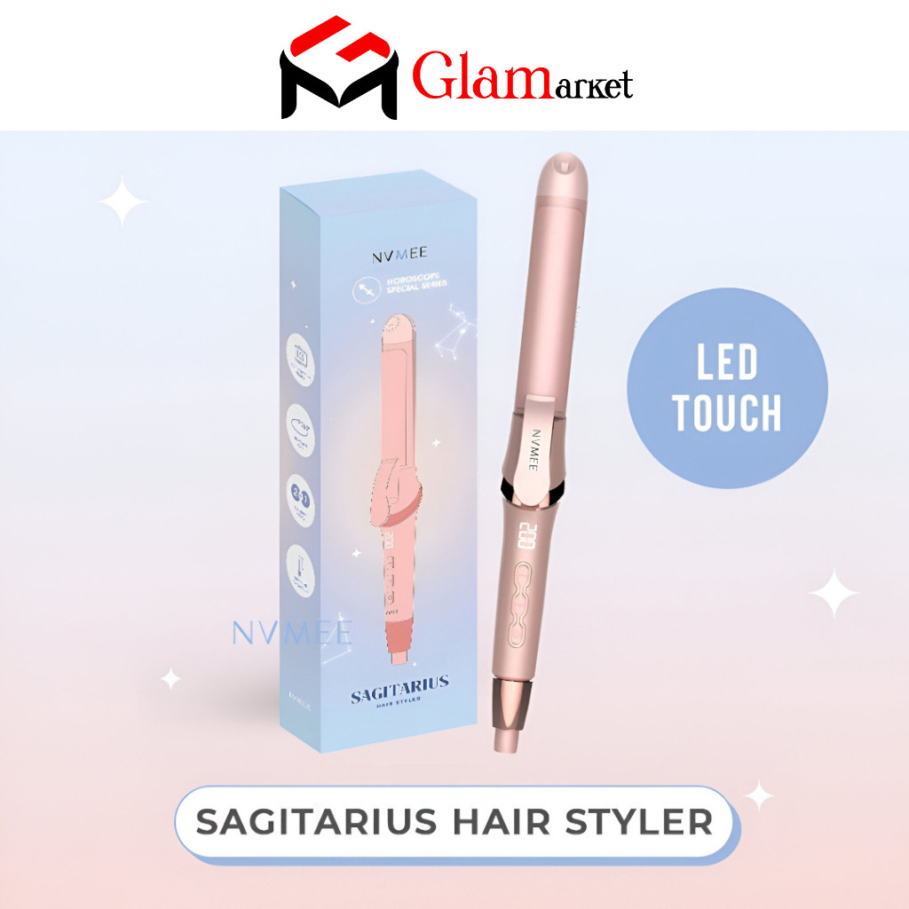 GLAM - NVMEE Sagitarius Catokan Rambut 2in1 LED Touch Hair Styler - Catokan Curly & Pelurus Rambut