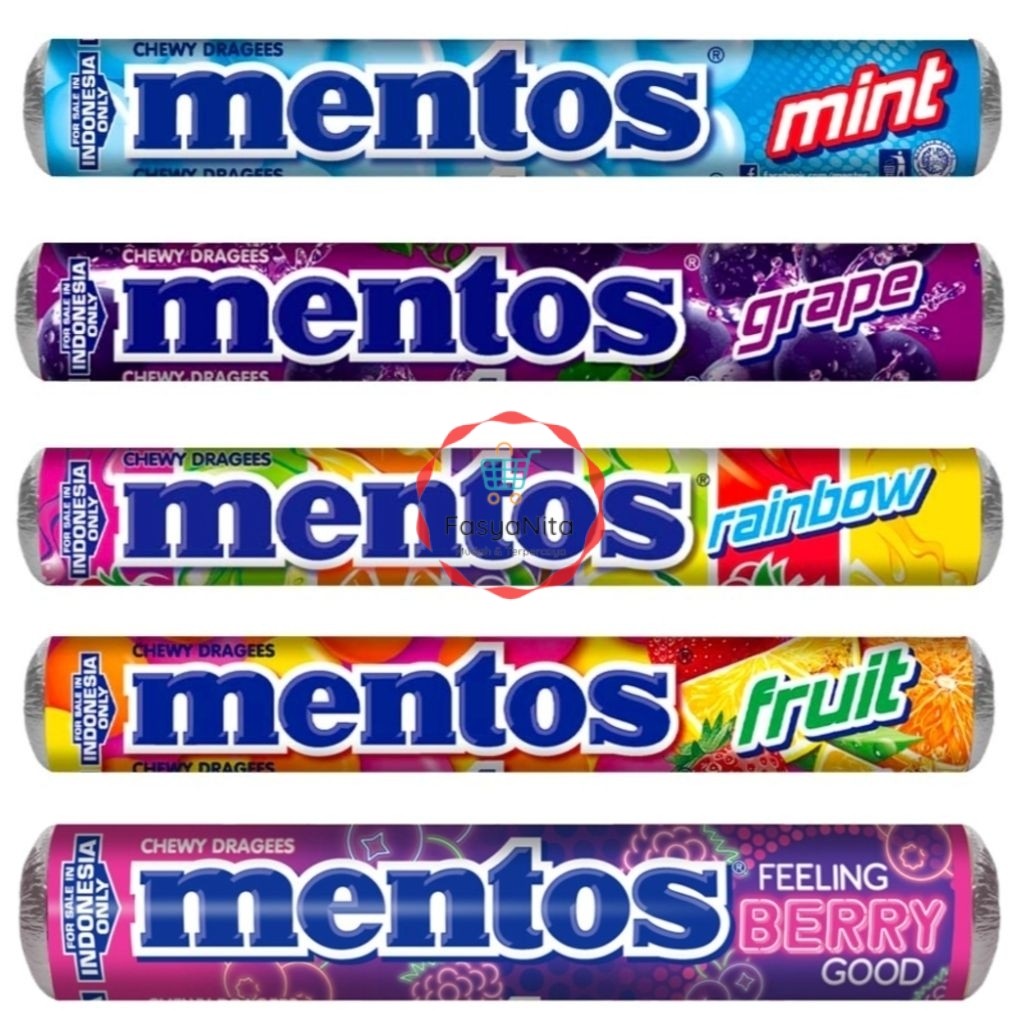 Mentos Aneka Permen Stick mint anggur fruit rainbow berry good incredible chew grape - Fasyanita Onl