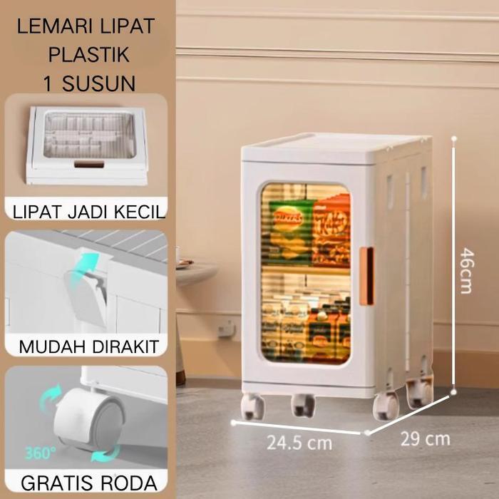 CHIKARA Lemari Lipat Susun Plastik Serbaguna LEORA Lemari Pakaian Plastik Lemari Portable Dengan Rod