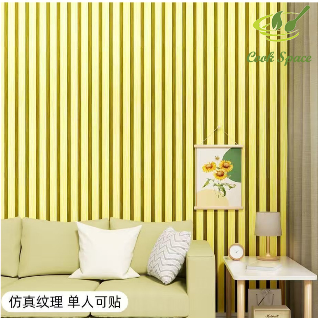 WALLPAPER  /WALLPAPER STICKER DINDING MOTIF KAYU PANEL  MUDA