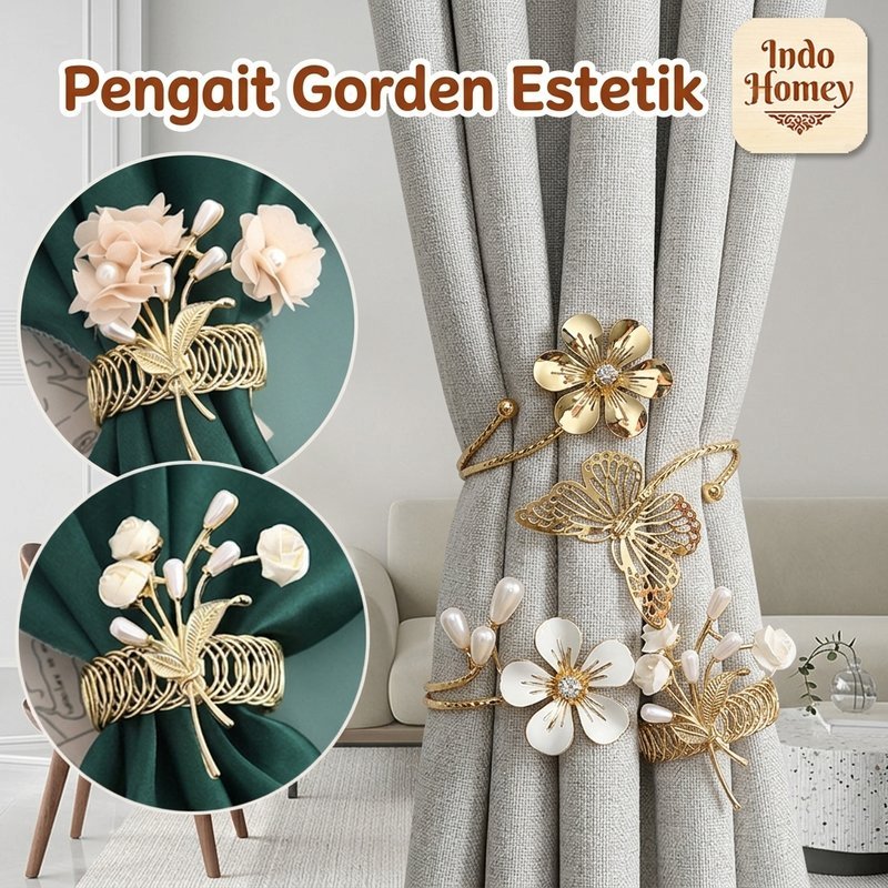 pengikat gorden bunga elegan gaya eropa tahan lama tidak luntur mudah pakai ruang tamu hotel kafe