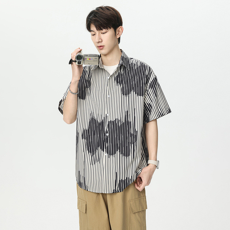 [Katun Unisex COD] Gaya Liburan Gaya Hawaii Kemeja Lengan Pendek Anak Laki-Laki Musim Panas Longgar 