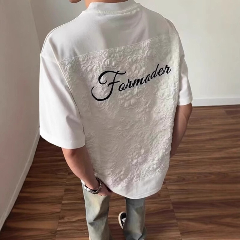 Kemeja lengan pendek pria bergaya Chanel berkualitas tinggi dengan motif timbul t Baju Kaos   Kemeja