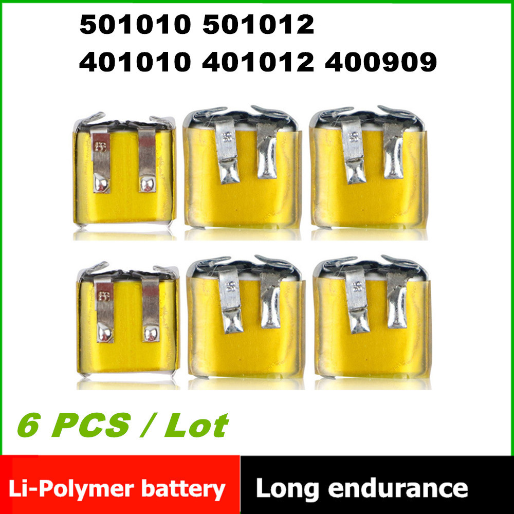 6PCS 3.7V 501010 501012 401010 401012 400909 Polymer Lithium Battery For I7 i8 i9 i10 i12 TWS Earpho