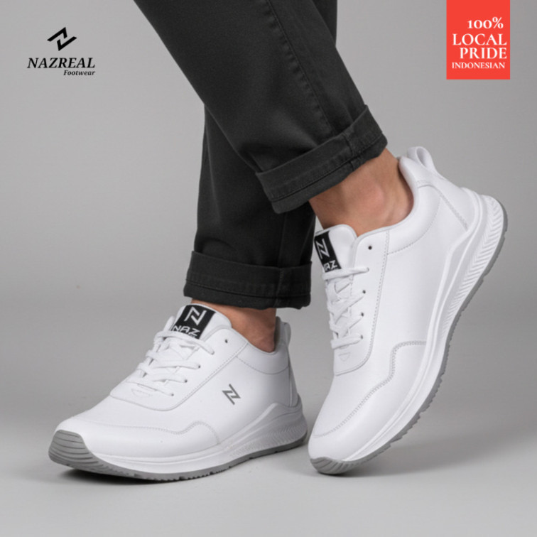 NAZ ELGIN White - Sepatu Sneakers Olahraga Running Lari Pria Wanita Kasual Senam Jogging