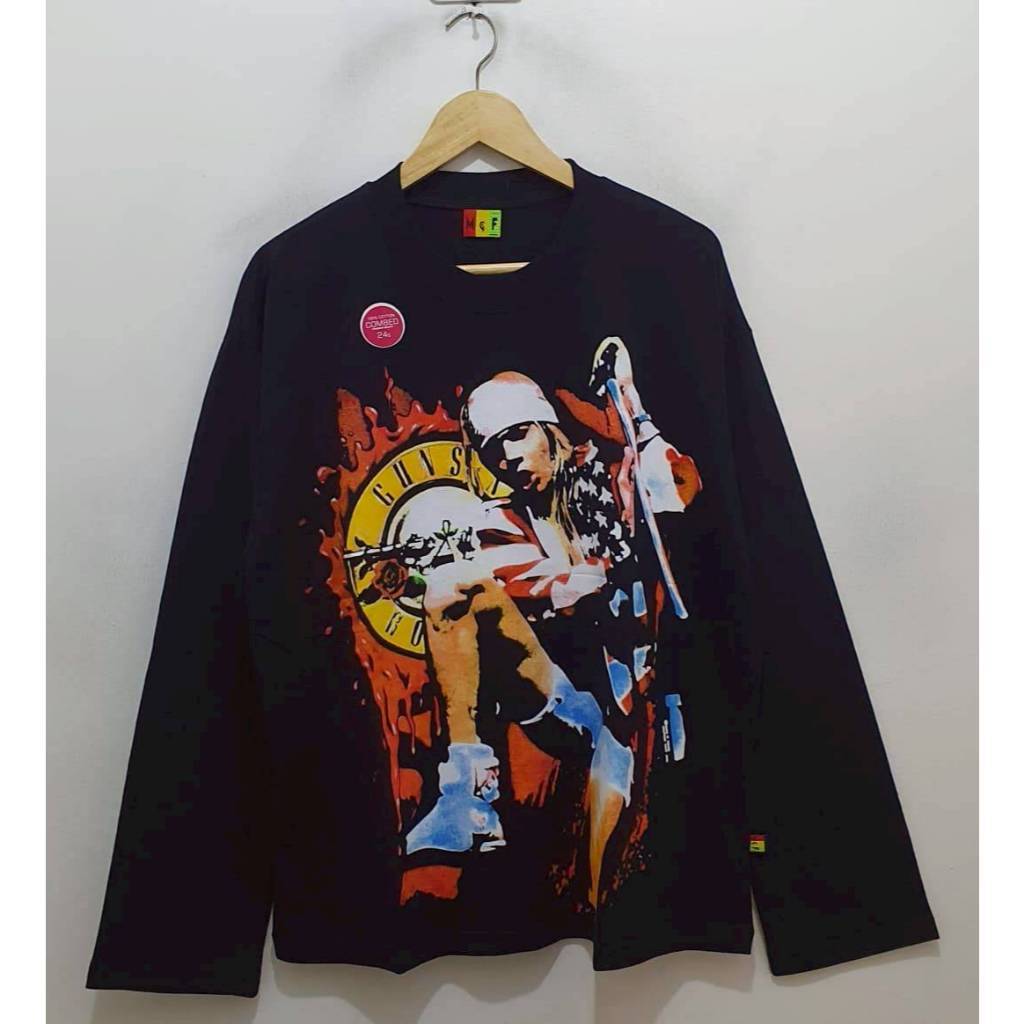 OVERSIZE T-SHIRT KAOS LONG SLEEVE MUSIC GUNS & ROSE S AXL ROSE LOGO