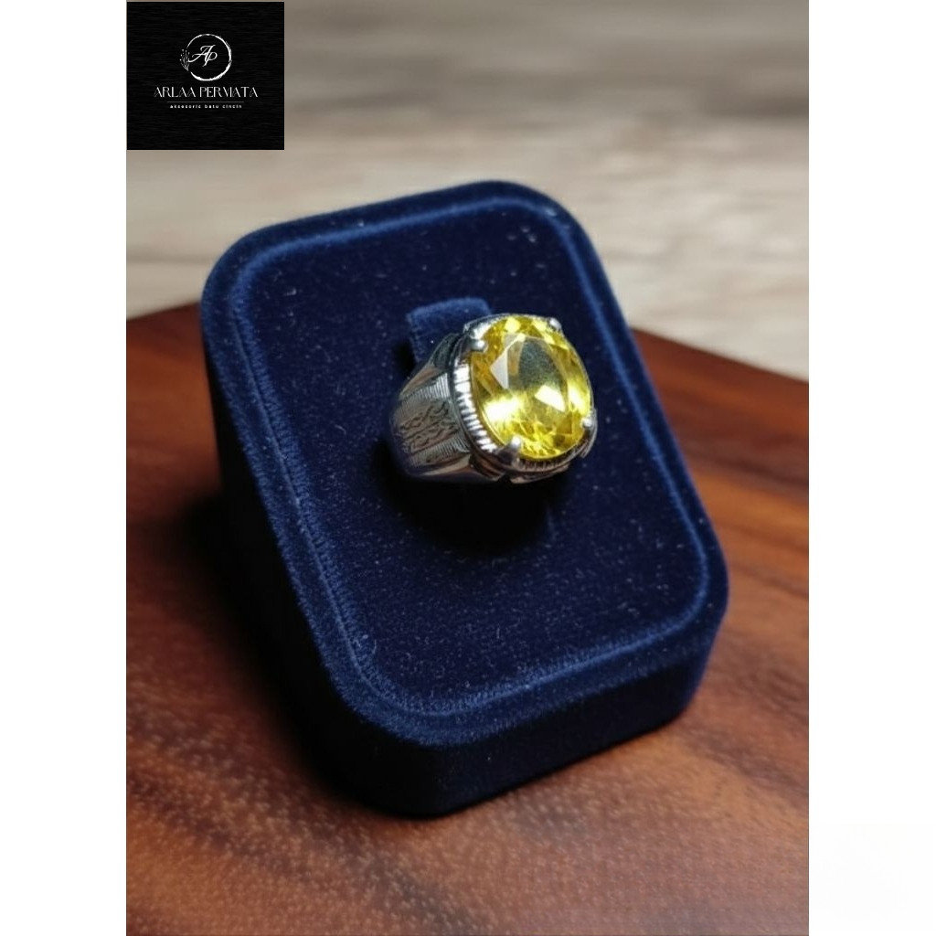 cincin permata yellow topaz ring monel doff