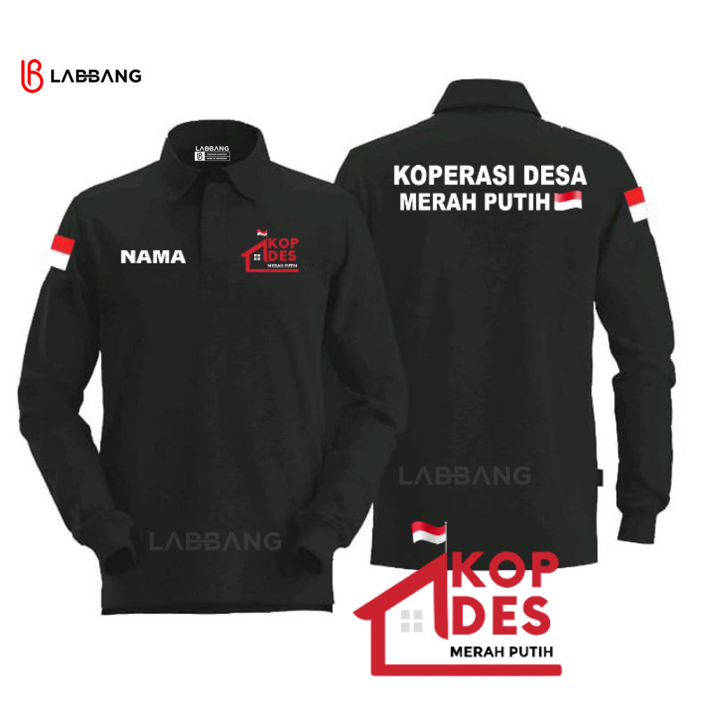 Polo Shirt Pria Wanita Panjang DB KOPDES Koperasi Desa Merah Putih Koperasi Indonesia