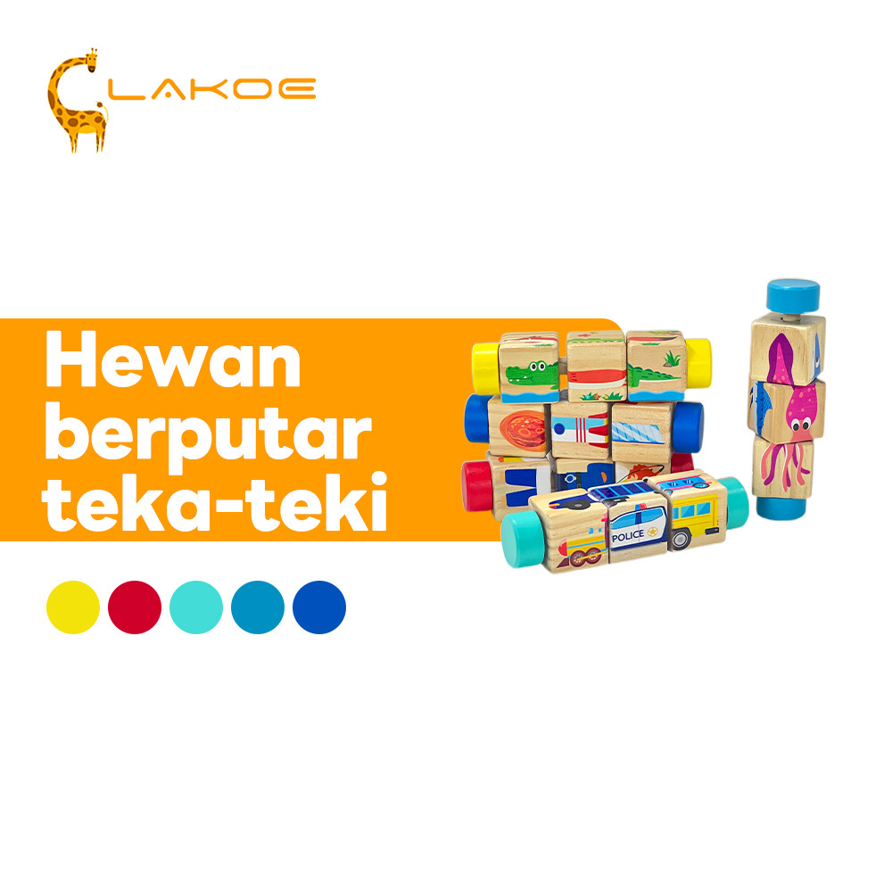 LAKOEOFFICIALMAL Blok Puzzle Berputar Wooden Rotating Puzzle 3D Spin Blocks Puzzle Meningkatkan Kogn