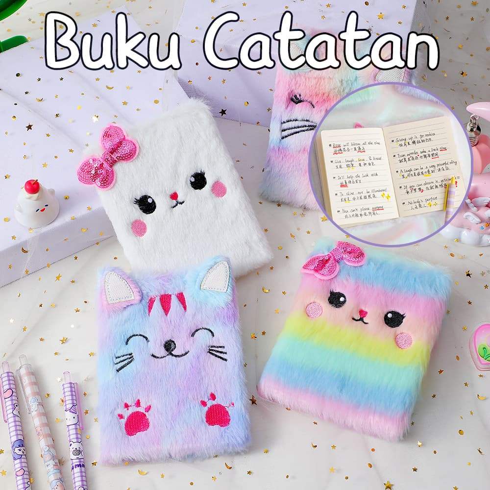Buku Catatan Berbulu Lucu, Desain Bulu Halus & Imut untuk Catatan Anak atau Buku Tangan