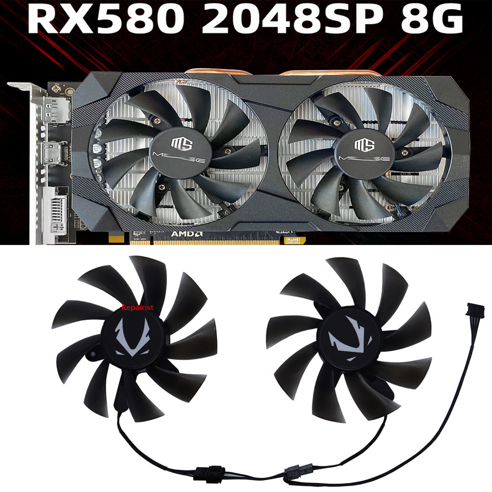Video Card Fan,XY-D09015B,GPU Cooler,For ELSA RX 580 8GB 2048SP,For MLLSE 580 2048SP 8G,For JIESHUO 