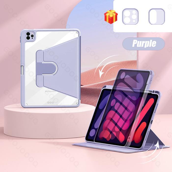 2023 iPad Case 360° Rotating Clear Cover for iPad Mini6 Air 4 10.2 11 - Ungu, ipad 10.2