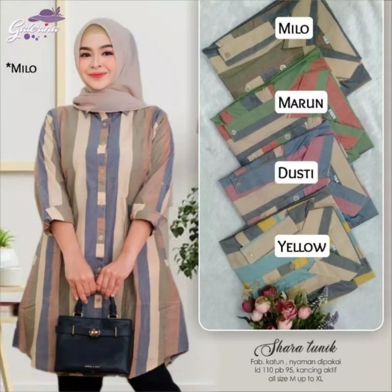 BUPESHOP Tunik jumbo ld 110 - kemeja kerja salur kekinian muat 75 kg