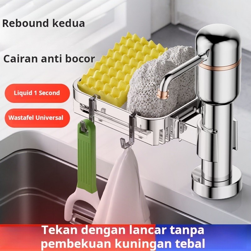 Dispenser Sabun Kuningan untuk Dapur, Tombol Tekan Tinggi,…