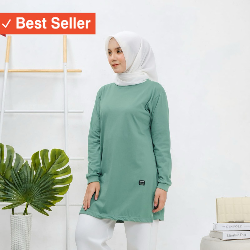 Fashion Muslim Tunik Wanita Keren Modern / Kaos tunic lengan panjang,Baju Tunic Wanita terkini,Tunic