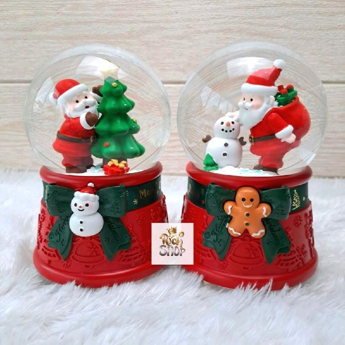 Snowball Natal Kotak Musik Bola Kaca Kristal Salju Christmas Waterball - AH