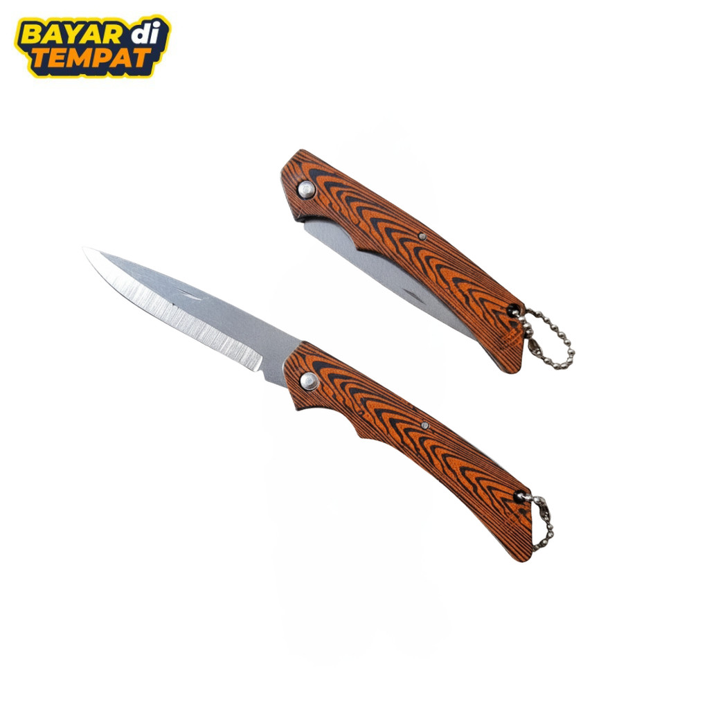 Pisau Lipat Gagang Kayu Survival Kit Koleksi Pecinta Alam Outdoor
