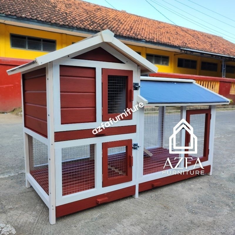 Kandang Kelinci Kayu Tingkat Minimalis | Rumah Kelinci Outdoor Indoor