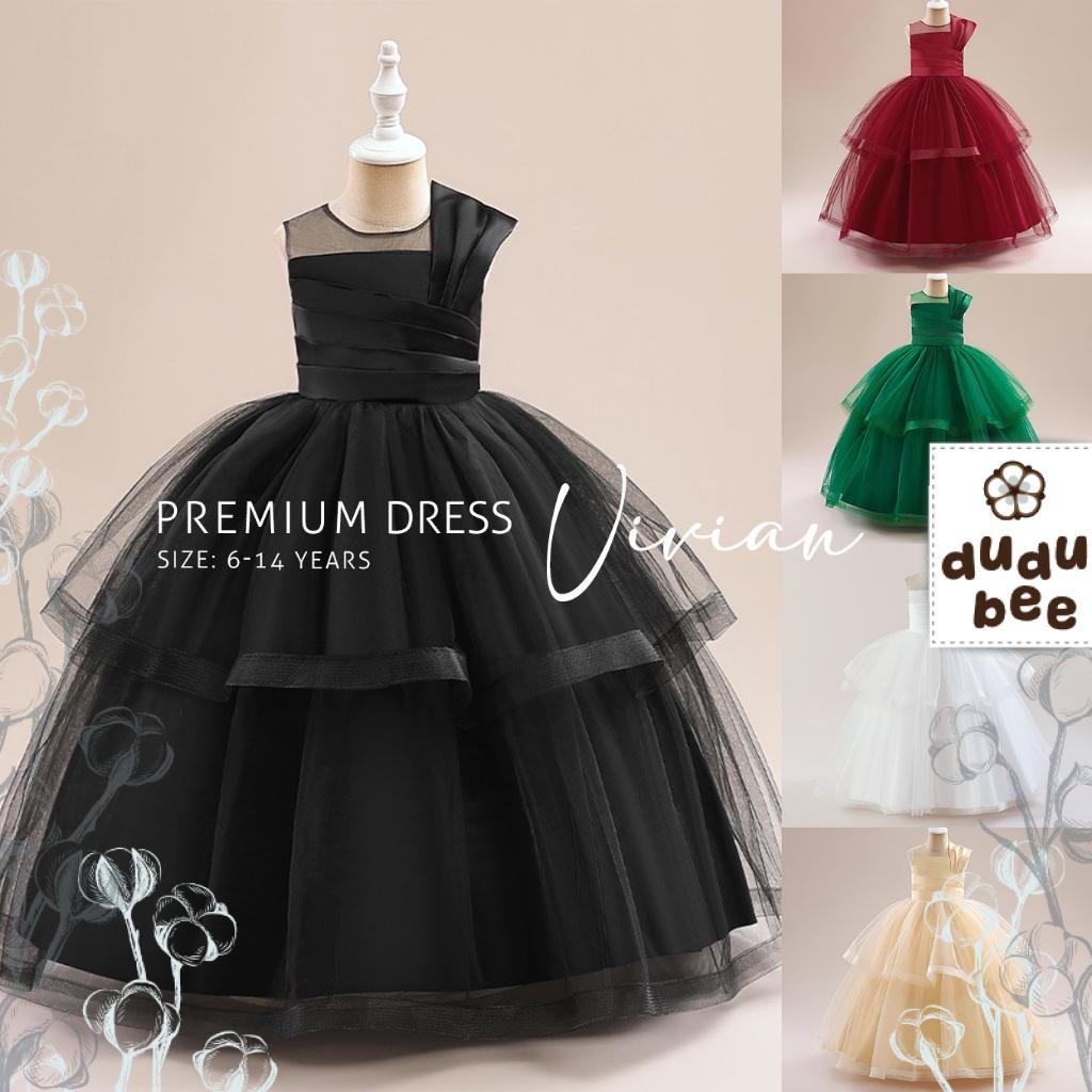 7-10T LONG DRESS PREMIUM VIVIAN - GAUN BALL GOWN ANAK PEREMPUAN Model Korea Tile ULANG TAHUN PESTA D