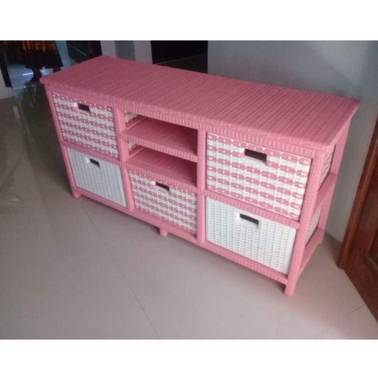 Lemari Tv Rotan Sintetis Laci 5