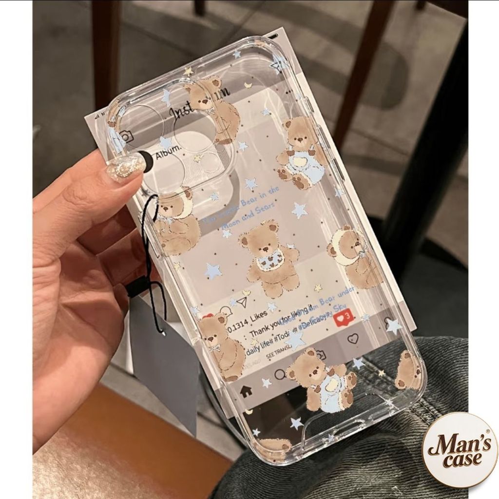 Soft clear case Elemen Beruang Imut & Bintang & Emas Foil untuk OPPO A3s A3 PRO 5 pro 6 pro A5s A12 