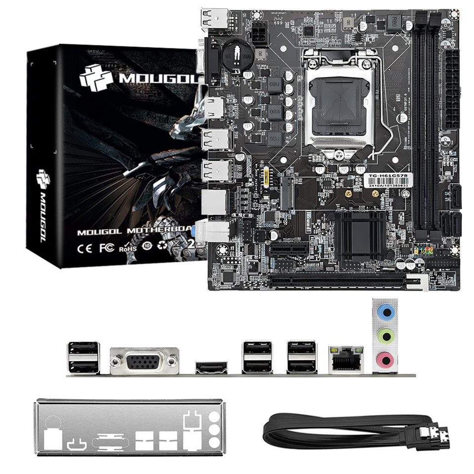 H61M Gaming Motherboard M2 NVME PCIEx16 DVI Supports Dualchannel DDR3 RAM Intel Core 23 Gen CPU LGA1
