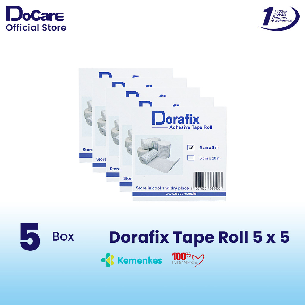 [Promo Bundling 5 Pack] Dorafix  Adhesive Tape Roll 5 x 5 Perban Pembalut Luka Plester Jahitan