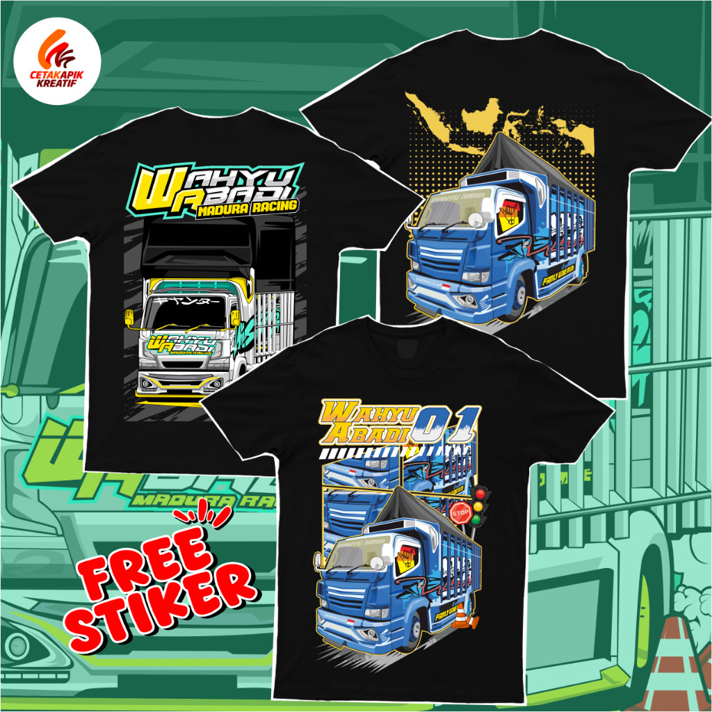 (free sticker)KAOS TRUCK MANIA INDONESIA WAHYU ABADI KAOS TRUK ANAK DAN DEWASA COTTON COMBED 24S