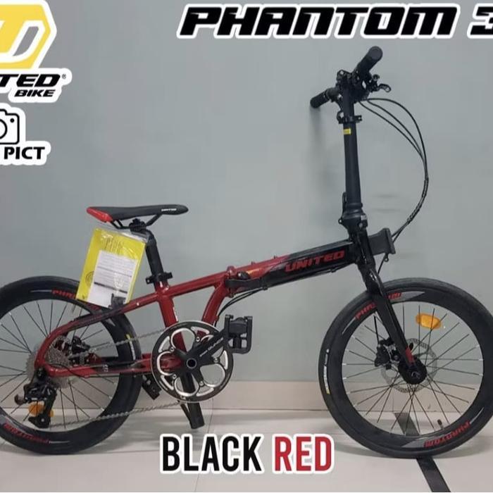 SEPEDA LIPAT DEWASA 20 INCH UNITED PHANTOM 3.0 / UNITED NIGMA III FRAME ALLOY - PHANTOM BK-RD, 20 in