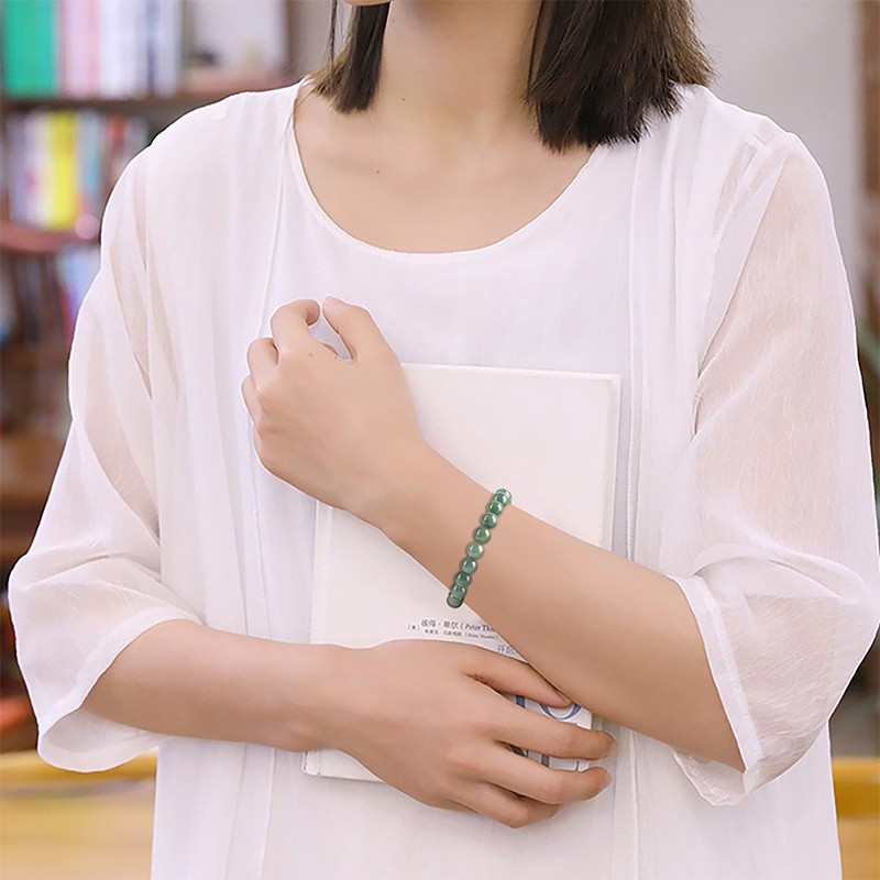 Gelang Hijau Minyak Lilin Giok Barang A Burma Alami Asli Gelang Manik Giok Es 9Mm