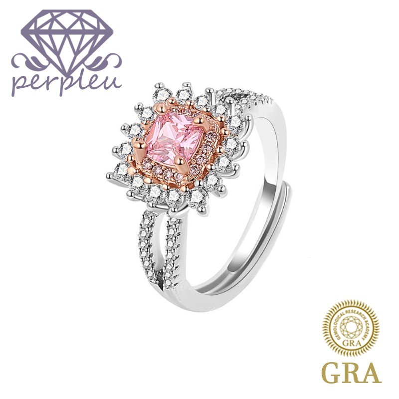 Sertifikat GRA Gratis Cincin Tunangan Moissanite Pink Desain Dua Warna PT950 Yang Indah