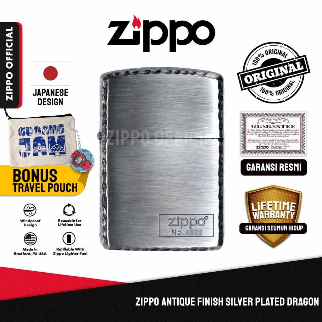 Zippo Antique Finish Silver Plated Dragon ZA-3-31C | Garansi Lifetime | Original USA