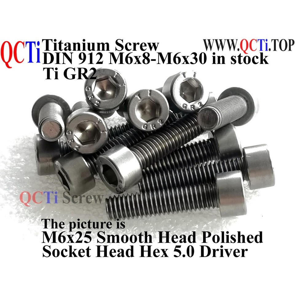 10pcs Socket Head M6 Titanium screw M6x8 M6x10 M6x12 M6x14 M6x16 M6x18 M6x20 M6x22 M6x25 M6x28 M6x30