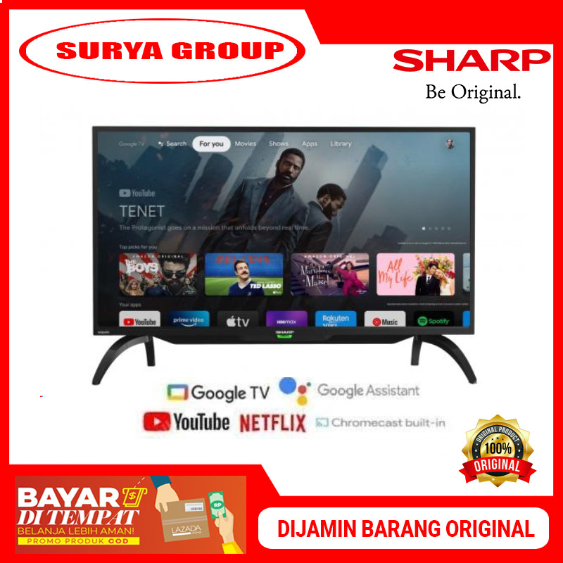 SHARP 2T-C42EG1I AQUOS (42 Inch) Full-HD Google TV Smart Android - Garansi Resmi, Original, Awet & T