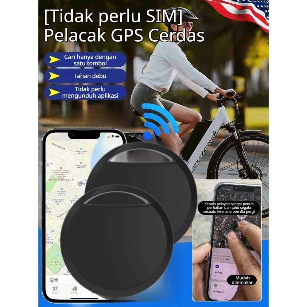 Tanpa Kartu SIM  Lacak Real-Time 24 Jam  Baterai Tahan 7 Hari Smart GPS Tracker Anti Hilang Untuk An