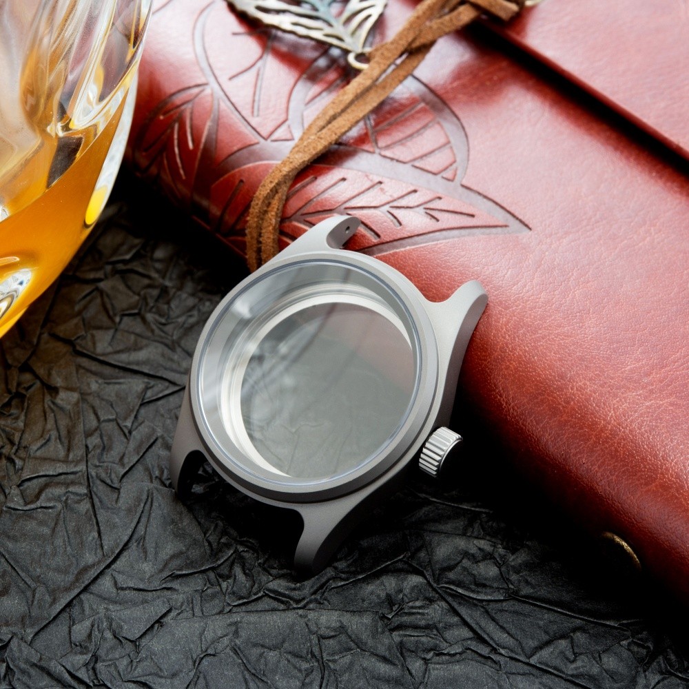 36mm Titanium Alloy Gray Watch Case Pilot Fit 28.5-29mm Dial For Seiko NH34/35/36/38 Automatic Movem