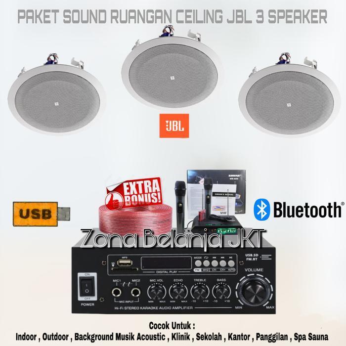 PAKET SOUND RUANGAN SPEAKER CEILING JBL 8 INCH 3 SPEAKER ( SET 2 )