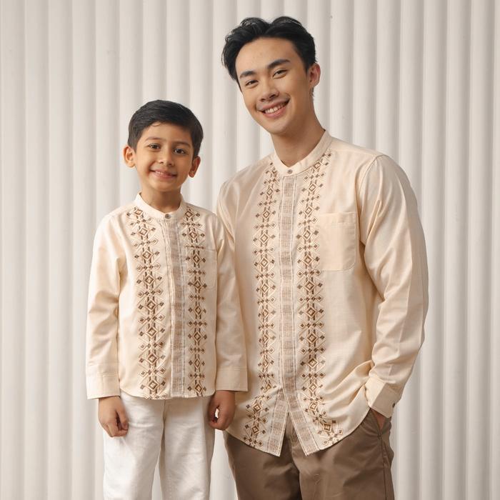 M231 Kemeja Pria Koko Couple Panjang Khaki 1274 - 1273 - Dewasa-L