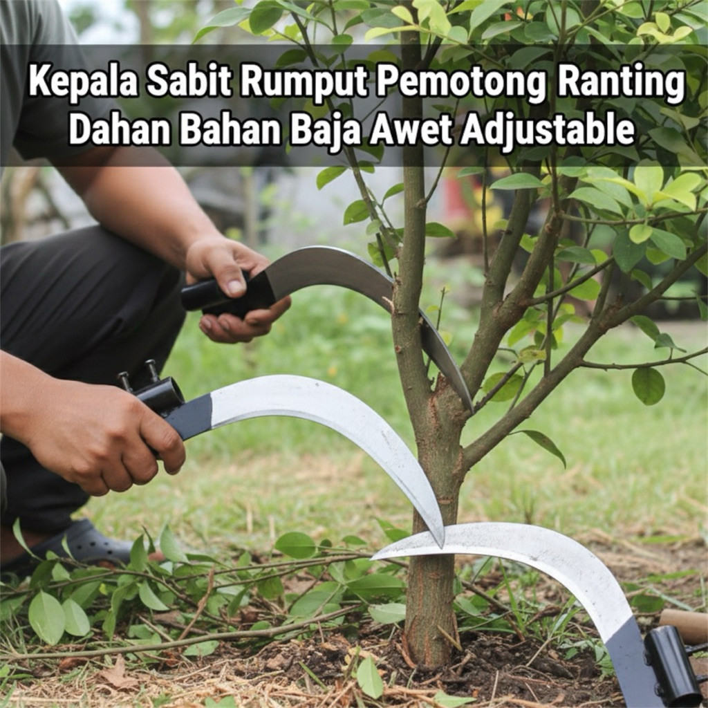 Sabit Alat Potong Dahan Ranting Pisau Penyiangan Sabit Serbaguna Bahan Baja Awet