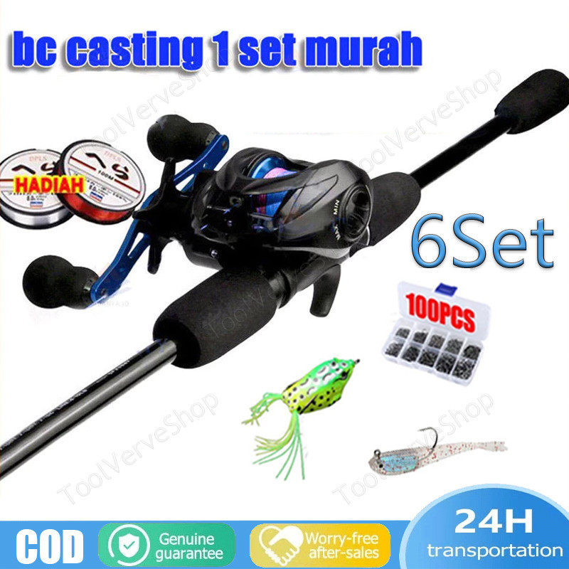 Joran Pancing Full Set 1.6M-2.4M 5-20LB 7.2:1 Joran BC Set UL Carbon bc casting 1 set murah / joran 